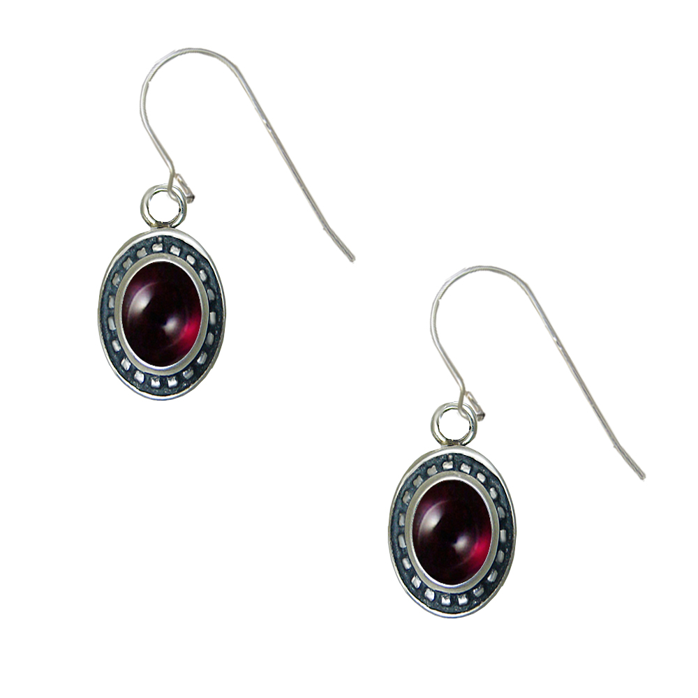 Sterling Silver Garnet Gemstone Drop Dangle Earrings